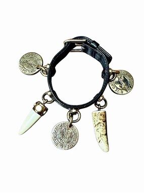 Authentic YSL Tom Ford Horn & Medallion Leather Bracelet